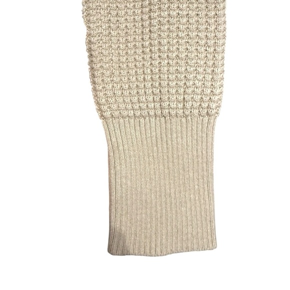 White + Warren Sustainable Organic Cotton Shrunken Thermal Crewneck Tan Women S - Picture 6 of 8